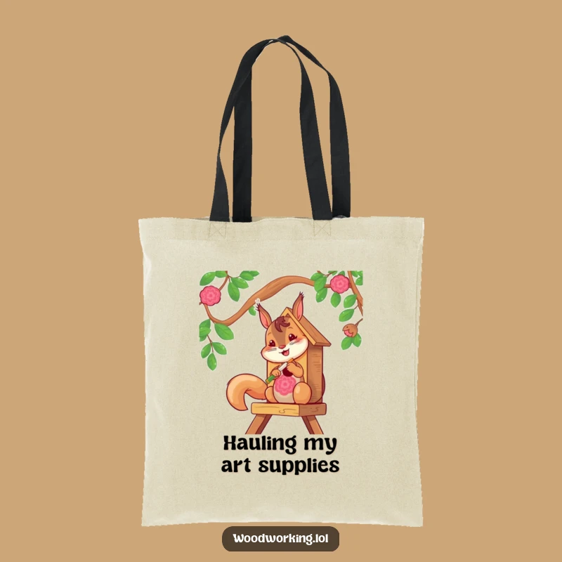 Funny Squirrel Painting Tote Bag - Cheerful & Practical Art Gift!