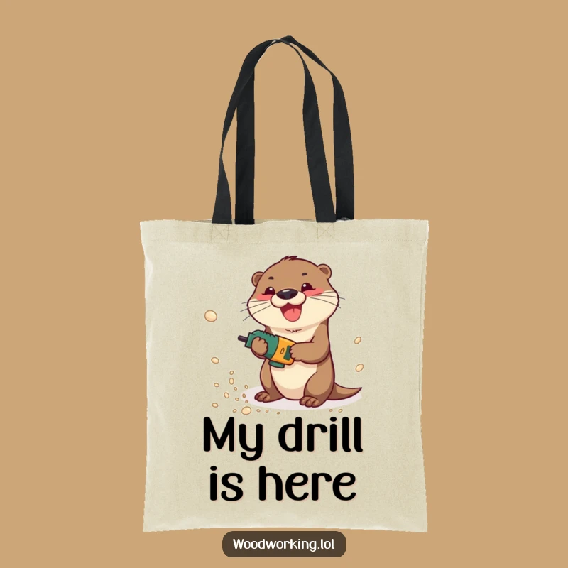 Funny Otter Drilling Sawdust Tote Bag: Playful Carpenter Accessory for Projects